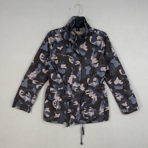 Banana Republic Jacket Womens Small Gray Blue Camo Anorak Utility Ripstop Army - Picture 1 of 15
